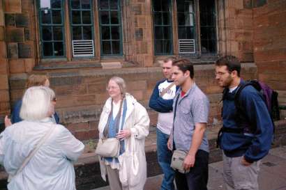 Aureliana, Michael (obscured), Scholastica, Lupus, Astur, and Paulus at the City Gateway in Carlisle (Day 2)