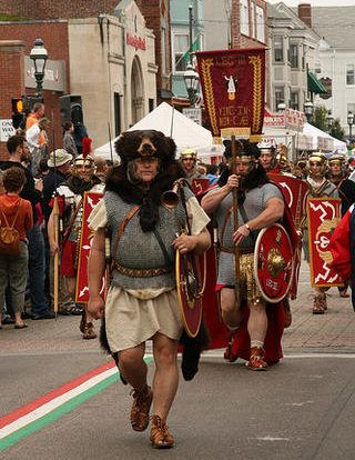 Legio III Cyrenaica, their signa in Providence, RI, Columbus Day Parade 2007.jpg