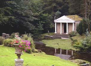 A reconstruction of a temple at Vindolanda